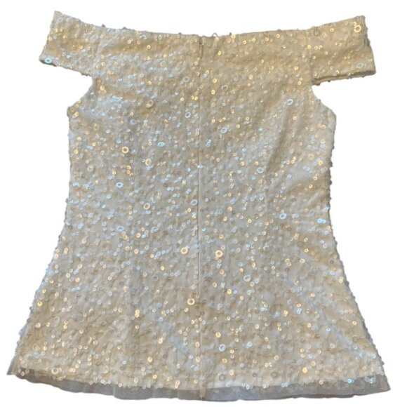 Adrianna Papell Off Shoulder All Over Sequin Blouse | Size US 2 - Picture 6 of 9